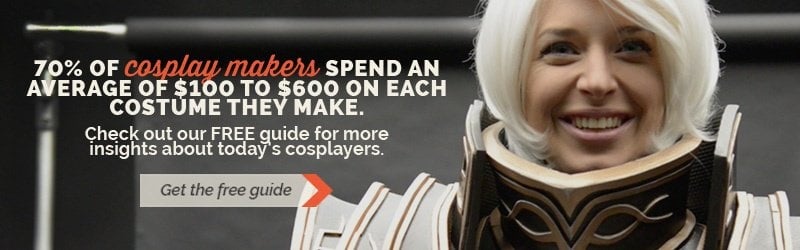 70 percent of cosplay makers spend 100 to 600 dollars on costumes they make