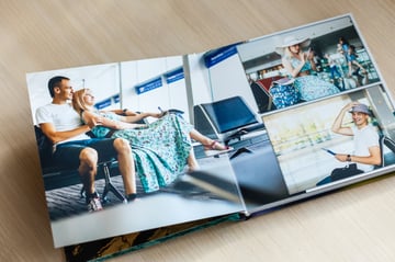 Digital photos in a printed scrapbook