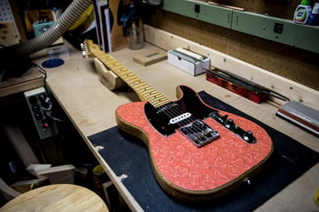 Handmade guitar built in a luthier's workshop